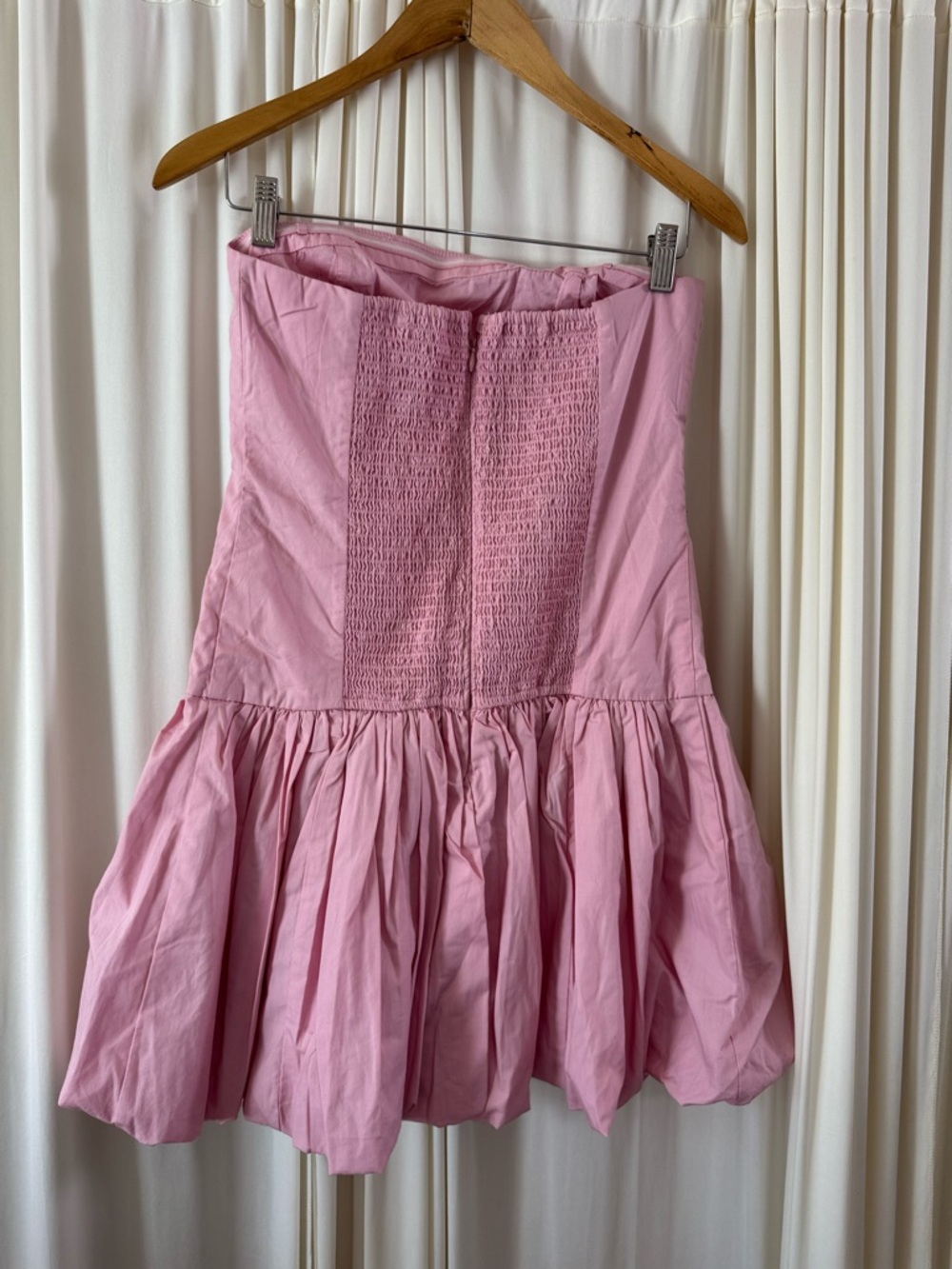 Abercrombie & Fitch Strapless Bubble Hem Light Pink‎ Mini Dress Sz M Spring - Picture 5 of 7